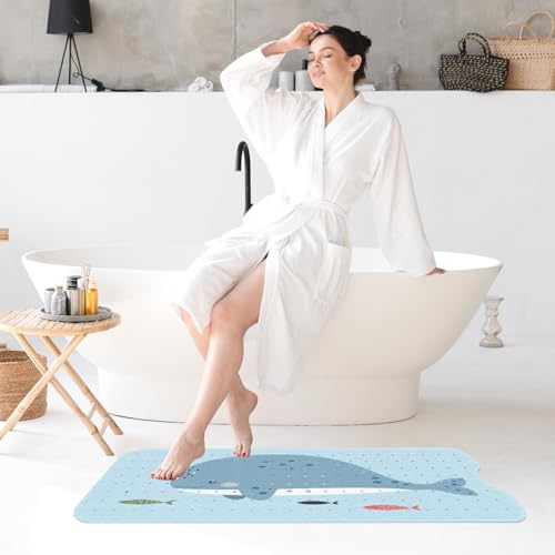 Cute Whale Ocean Bathtub Shower Mat Funny Kids Sea Non-Slip Tub Extra Long Bath Floor 40X16 Inch Machine Washable for Bathroom Tub Bath Mat for Toddler and Baby - color: Cute Whale Ocean