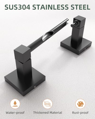 Ruacq Toilet Paper Holder Matte Black Double Post Pivoting Square Tissue Holders Roll Holder Hangers Toilet Paper Stand Stainless Steel and Zinc Alloy Modern Wall Mounted - color: Matte Black, size: Square
