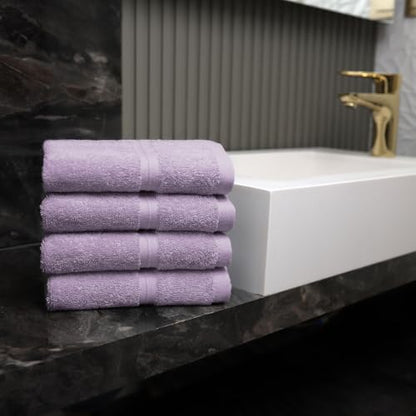 Decorative & Aesthetic Wash Cloths Set of 4 (12" x 12") Hotel Quality, Versatile as, Make Up Towels, Small Hand Towels, Bathroom Washcloths, Face Cloths, Spa Towels -%100 Cotton - Lilac - color: Lilac