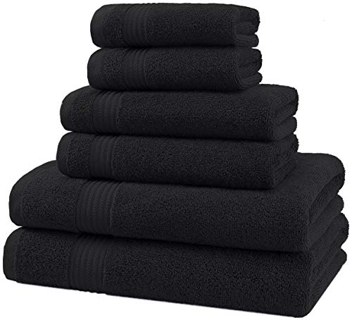 American Veteran Towel, 6 Piece Towel Set for Bathroom, 100% Cotton Turkish Bathroom Towels, 2 Bath Towels 2 Hand Towels 2 Washcloths, Black - color: Black, size: X Large 6 PC