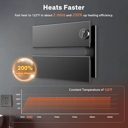 K&KALONZO Electric Towel Warmer Wall Mounted, Fast Heat in 2 Min, NTC Safety | 5 Timers & 3 Heat Levels Control, 2H Rapid Dry, Plug-In/Hardwired, Anti-Scald, Aluminum Heated Towel Rack for Bathroom, K2RB - color: Black, size: 2-Bar