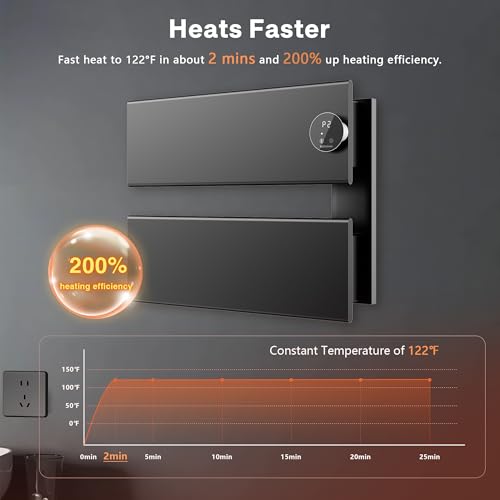 K&KALONZO Electric Towel Warmer Wall Mounted, Fast Heat in 2 Min, NTC Safety | 5 Timers & 3 Heat Levels Control, 2H Rapid Dry, Plug-In/Hardwired, Anti-Scald, Aluminum Heated Towel Rack for Bathroom, K2RB - color: Black, size: 2-Bar
