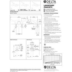 Delta Faucet Commercial 2529LF-HDF Classic Two Handle Centerset Bathroom , Chrome, 3.44 x 13.00 x 3.44 inches