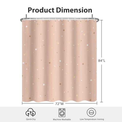 Starry Night Shower Curtain, Waterproof Shower Curtains for Bathroom, Cloth Star Shower Curtain Set with Hooks, Peach Pink Celestial Space Shower Curtains, 72x84 Inches - color: Starry Night - Peach Pink, size: 72"W x 84"L (Pack of 1)