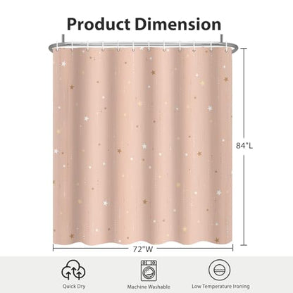 Starry Night Shower Curtain, Waterproof Shower Curtains for Bathroom, Cloth Star Shower Curtain Set with Hooks, Peach Pink Celestial Space Shower Curtains, 72x84 Inches - color: Starry Night - Peach Pink, size: 72"W x 84"L (Pack of 1)