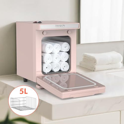 TASALON 5L Hot Towel Warmer Cabinet, Aluminum Inner Chamber - Pink | Removable tray, fast heating, compact 5L size, ideal for spa, salon, esthetician & massage use, pink finish - color: Pink