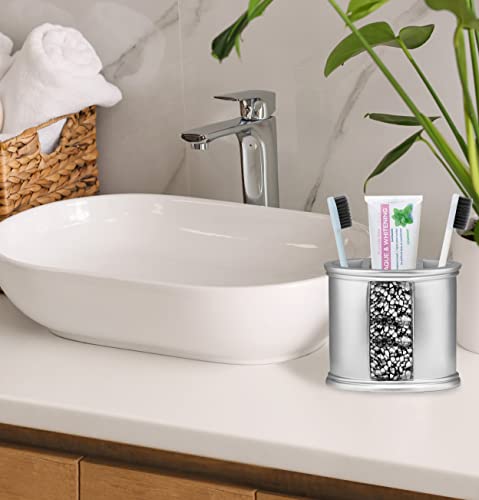 Zahari Home Sinatra Bath Tooth Brush Holder Modern Tooth Brush and Toothpaste Holder, Silver - color: Silver, size: 4.25" x 3" x 3" Tooth Brush Holder