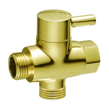 Brass Shower Arm Diverter Valve for Hand Held Showerhead and Fixed Spray Head,G 1/2 3-Way Bathroom Universal Shower System Replacement Part (Gold) - color: Gold