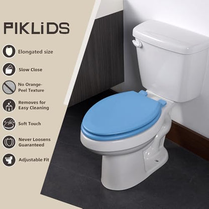 Toilet Seat, Slow Close, Soft Touch, Ultra-Smooth Matte Finish (No Orange-Peel Texture), Premium Moulded Wood, Quick Release, PIKLiDS (Royal Blue, Elongated) - color: Royal Blue, size: Elongated