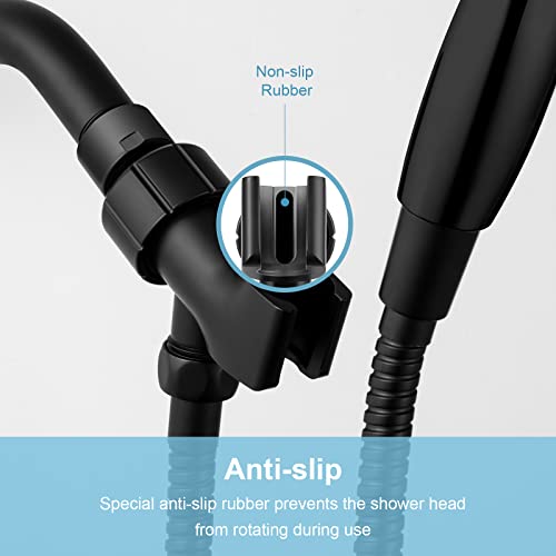OFFO Shower Head Holder with Solid Metal Ball for Handheld Shower Head, Adjustable Shower Arm Mount for Connecting Shower Arm and Shower Hose, 1/2 in IPS Female Inlet and Male Outlet, Matte Black - style: Matte Black