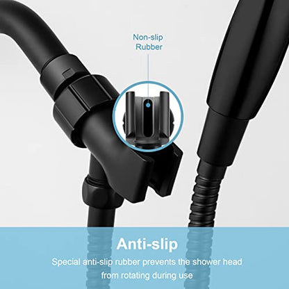 OFFO Shower Head Holder with Solid Metal Ball for Handheld Shower Head, Adjustable Shower Arm Mount for Connecting Shower Arm and Shower Hose, 1/2 in IPS Female Inlet and Male Outlet, Matte Black - style: Matte Black
