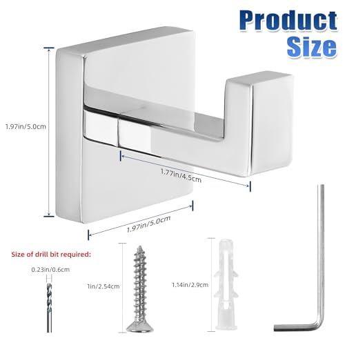 Chrome Polished Towel Hooks for Bathrooms, Heavy Duty Wall Mounted Stainless Steel Modern Hook, 4 Pack – Ideal for Hanging Towels, Robes, Coats, in Kitchen, Bedroom, Bathroom, or Hotel - color: Chrome polished