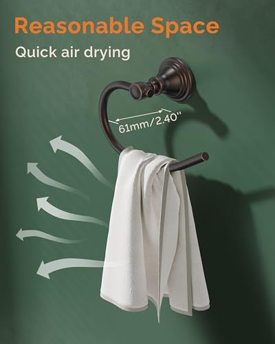 Towel Ring Wall Mount for Bathroom, Oil Rubbed Bronze Towel Holder | 304 Stainless Steel Heavy Duty Hand Towel Holder Waterproof & Rustproof Towel Hanger Raised Base - color: Oil Rubbed Bronze