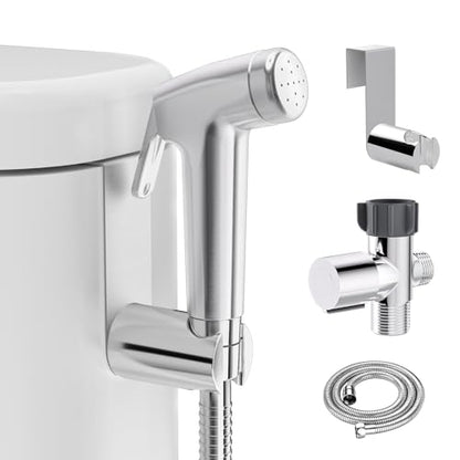 Handheld Bidet Sprayer for Toilet, Bidet Sprayer Kit with Stainless Steel Hose for Feminine Wash, Adjustable Water Pressure Handheld Sprayer for Cloth Diaper Wash (Brushed Nickel) - style: Brushed Nickel