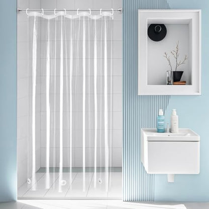 EurCross 48 inch Wide Shower Curtain Liner with 3 Magnets, 9G Heavy Duty Premium PEVA Clear Plastic Shower Curtain for Stall 48x72, 8 Metal Grommets - color: Clear, size: 48"W x 72"L (Pack of 1)