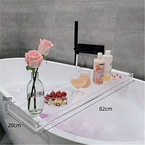 Wangunan 33 inch Luxury Bathtub Table - Shelf Organizer for Bathtub & Shower Storage (Clear) - color: Clear