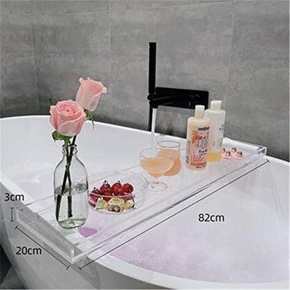 WANLIAN Luxury Bathtub Caddy Tray for Bathroom and Shower Storage - Clear Handles - color: Clear Handles