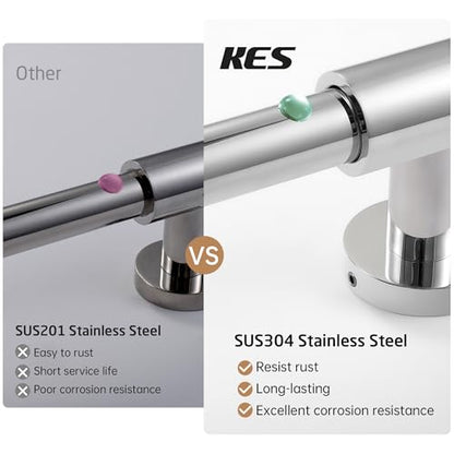 KES 30-Inch Shower Slide Bar with Adjustable Handheld Shower Head Holder, Reuse Existing Holes, SUS304 Polished Stainless Steel Wall Mount for Bathroom, Drilling Required, F209S78-PS - color: Polished Finish, style: 30.7-Inch+Drill Mounted