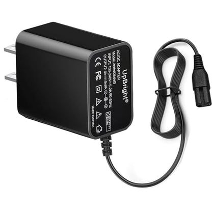 UpBright 2-Prong 9V AC/DC Adapter Compatible with LABIGO LA2 LA3 Pro KS-2629 KS-2639 7.4V 2500mAh Li-ion Battery Electric Bathroom Spin Scrubber Cordless Shower Cleaning Brush Power Supply Charger PSU