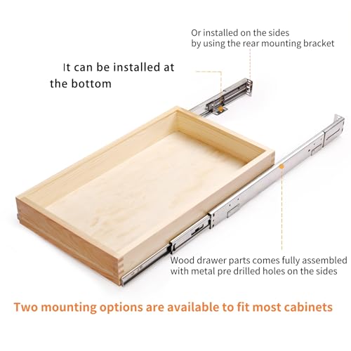 32''W x 21''D x 3''H Pull Out Cabinet Drawer Soft Close Slide Out Wood Organizer for Kitchen, Finished, Bottom and Side Assembly (Wood Drawer Part Width is 31inch) - size: 32”W x 21”D