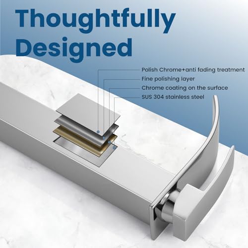 Airuida Vessel Sink Faucet,Chrome Polish Tall Waterfall Bathroom Faucet | Single Handle,Tall Bathroom Faucet 1 Hole,Vanity Faucet,without Drain,Bowl Bathroom Faucet - color: Chrome Polish