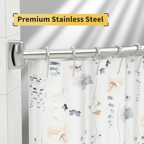 Chrsouly Adjustable 30-45 inches Curved Shower Curtain Rod, Premium Stainless Steel Rustproof Shower Rod for Bathroom, Need to Drill, Nickel - color: Nickel, size: 30-45 Inches
