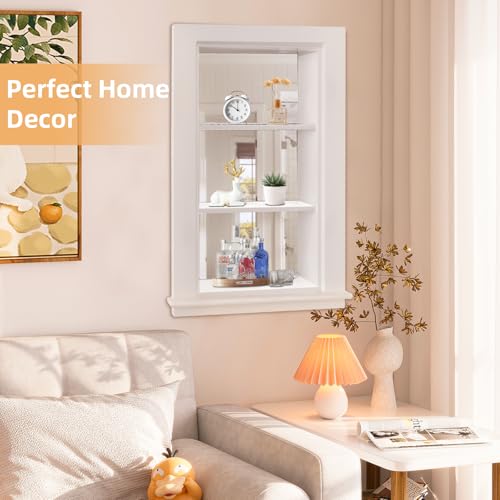 14 x 24 Recessed Medicine Cabinet, White Bathroom Wall Cabinet, 3-Tier Wall Niche with Mirror, for Bathroom Storage - color: White