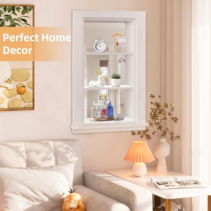 14 x 24 Recessed Medicine Cabinet, White Bathroom Wall Cabinet, 3-Tier Wall Niche with Mirror, for Bathroom Storage - color: White