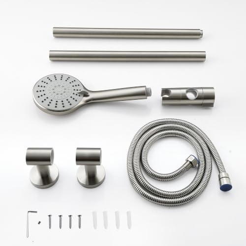 Adjustable 30-Inch Shower Slide Bar with 5-Function Handheld Shower Head, Stainless Steel Wall Mount Shower Slide Bar Set with Extra Hose (Brushed Nickel) - color: Brushed Nickel