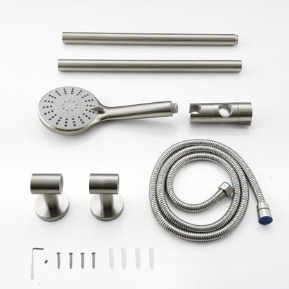 Adjustable 30-Inch Shower Slide Bar with 5-Function Handheld Shower Head, Stainless Steel Wall Mount Shower Slide Bar Set with Extra Hose (Brushed Nickel) - color: Brushed Nickel