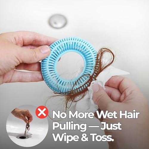 TubRing Pop-Up Drain Protector & Strainer Silicone Hair Catcher, Aqua | Easy snap-in design fits around bathtub stoppers. Customizable utility guard for clog prevention. Fits 1.85"- 2.16" drains. - color: Aqua