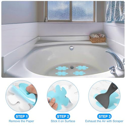 PATIKIL Bathtub Non Slip Stickers 3.9 x 3.9 Inch, 20 Pack Flower Safety Shower Floor Anti Slip Stickers with Adhesive Decals Scraper for Bath Tub Shower Floor Stair, White