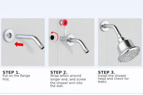 For DELTA and MOEN Shower Arm, 6 Inch Shower Head Extension Arm with Flange, Wall-Mounted For Fixed Shower Head & Handheld Showerhead,Chrome Finish
