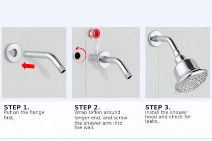For DELTA and MOEN Shower Arm, 6 Inch Shower Head Extension Arm with Flange, Wall-Mounted For Fixed Shower Head & Handheld Showerhead,Chrome Finish