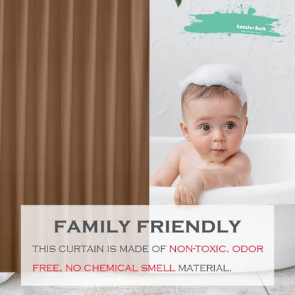 Khaki Plastic Shower Curtain Or Liner, 72x72 Inch Lightweight Sand Plastic Bathroom Shower Showroom Inner Curtain with Rustproof Metal Grommet Holes and Weighted Magnets - color: C04-khaki, size: 72"W x 72"L (Pack of 1)