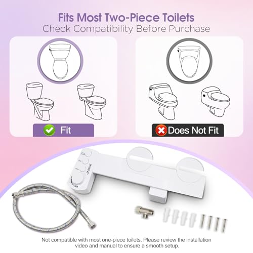 Jamini Ultra-Slim Detachable Bidet Attachment for Toilet – Non-Electric Cold Water, Self-Retraction Dual Nozzles, Step-less Pressure Dial, Dedicated Cleaning Mode, CA65 Certified - style: Signature Dial – Top