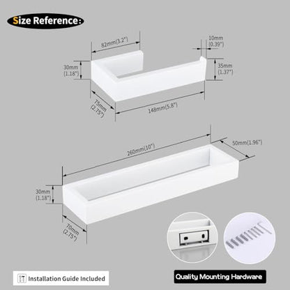GERZWY Bathroom 2-Piece Accessory Set SUS 304 Stainless Steel Toilet Paper Holder Towel Ring Wall Mount, White - color: White