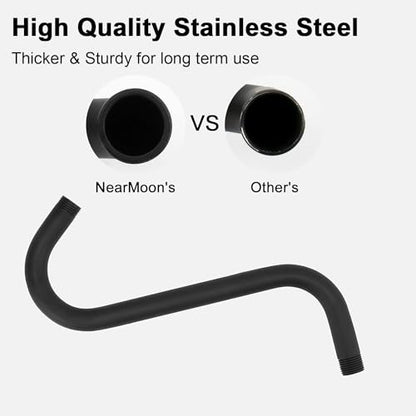 NearMoon S Shaped Shower Head Riser Arm, Shower Extender Arm with Flange, Standard 1/2" Connection- Bathroom Accessory (10 Inch, Matte Black) - color: Matte Black, style: 10 Inch
