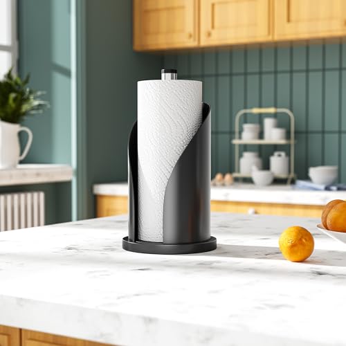 Toilet Paper Towel Holder, Stainless Steel Freestanding Bathroom Tissue Organizer, Rolls Storage Holder, Paper Towel Dispenser for Bathroom Kitchen (Black S) - color: Black S