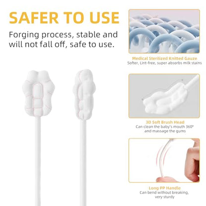 EASICUTI Upgrade Baby Tongue Cleaner, 52PCS Newborn Infant Toothbrush | Baby Essentials for Newborn, 2 Silicone Finger Toothbrush, Disposable Gauze Gum Cleaner Stick, Dental Care for Ages 0-2 Years - size: 1 Count (Pack of 52)