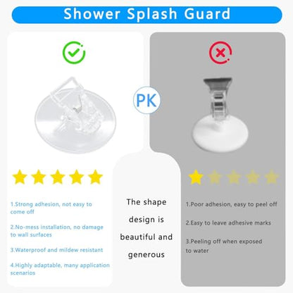 4 Pack Shower Curtain Clips, Windproof Shower Splash Guard，Self Adhesive Shower Curtain Holder for Inside Shower Splash Water Wall,Clear | Shower Clips for Curtain, Shower Windproof Splash Guard, Designed to prevent water splashes in the shower (Clear) -
