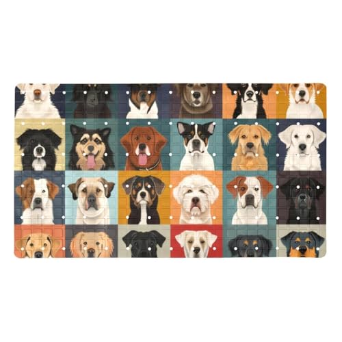 Non Slip Bath Mat for Tub, 15.1 x 26.8 Inch Bathtub Mat Machine Washable Shower Mat with Drain Holes and Suction Cups, Dog Breeds Background - color: Multi 02