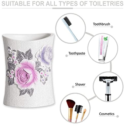 Zahari Home 4pc Michelle Bathroom Accessories Sets Lotion Pump, Tumbler, Tooth Brush Holder and Soap Dish Unique Design Floral Bathroom Set - color: Michelle, style: 4 Piece Set