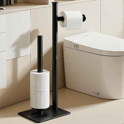 Freestanding Toilet Paper Holder Stand for Bathroom, Matte Black, 4 Rolls | 304 stainless steel bathroom tissue holder keeps 1 roll ready and stores 3 spare rolls with a stable non-slip floor base - size: Style 1