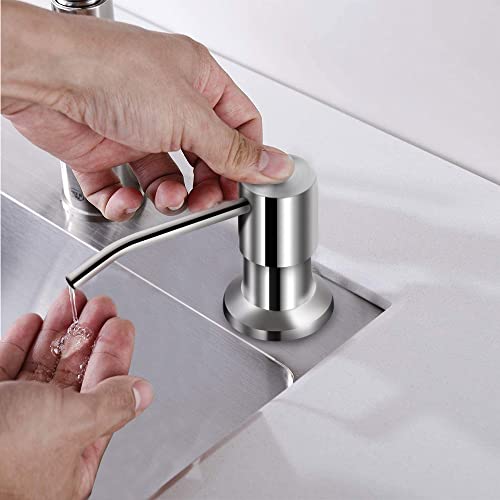 Soap Dispenser for Kitchen Sink, Brushed Nickel Countertop Soap Dispenser Pump, 47" Silicone Extension Tube Connect to The Soap Bottle Directly, Say Goodbye to Frequent Refills (Brushed Nickel) - color: Brushed Nickel
