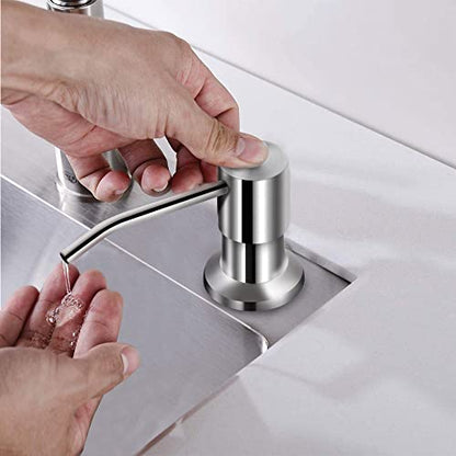 Soap Dispenser for Kitchen Sink, Brushed Nickel Countertop Soap Dispenser Pump, 47" Silicone Extension Tube Connect to The Soap Bottle Directly, Say Goodbye to Frequent Refills (Brushed Nickel) - color: Brushed Nickel