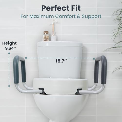 PELEGON Raised Toilet Seat With Handles (300lb) Toilet Seat Risers for Seniors, Raised Toilet Seat for Handicap Toilet Seat For Elderly & Disabled - Standard Seat - size: Standard