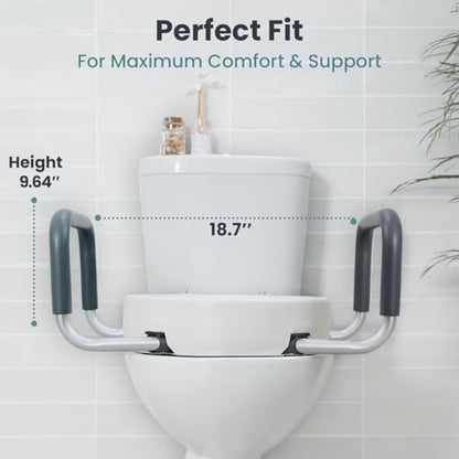 PELEGON Raised Toilet Seat With Handles (300lb) Toilet Seat Risers for Seniors, Raised Toilet Seat for Handicap Toilet Seat For Elderly & Disabled - Standard Seat - size: Standard