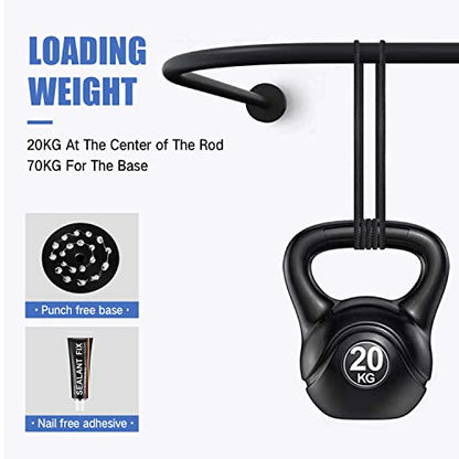 Black Stainless Steel L Shaped 50" Shower Curtain Rod - No Drill Adhesive - color: Black, size: 50"x50"