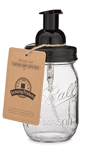 Mason Jar Foaming Soap Dispenser - Black - with 16 Ounce Ball Mason Jar - One Pack! - color: Ball Jar, Black, size: 1 Pack